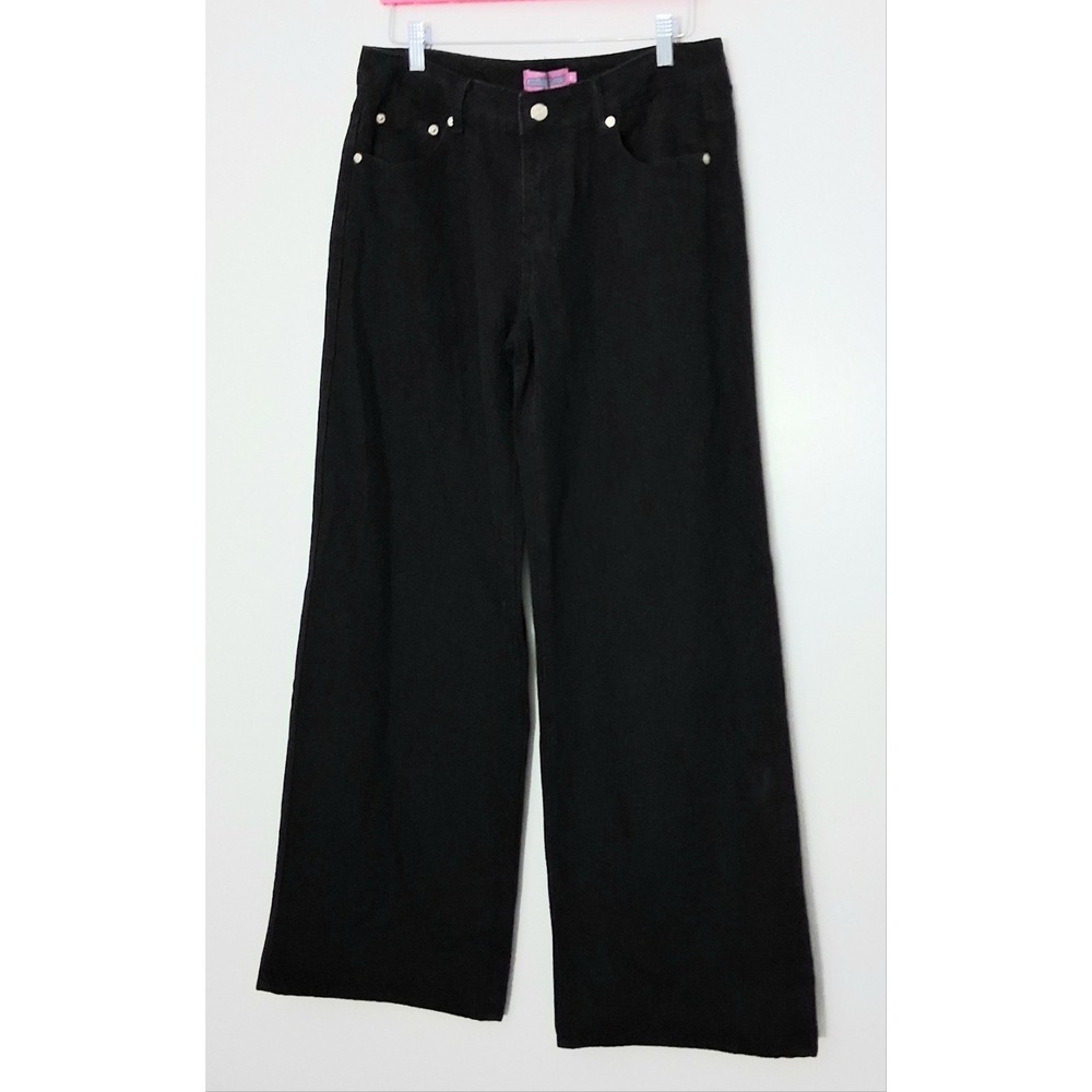 Edikted Jeans Women's Size M Black Daytime Low Rise Baggy Wide Leg Dark Wash NEW